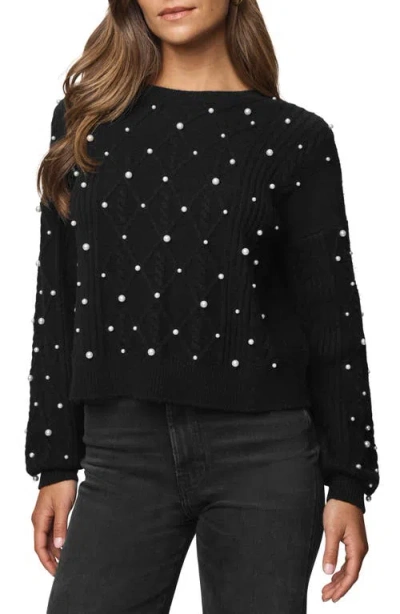 Splendid Demi Pearly Bead Sweater In Black