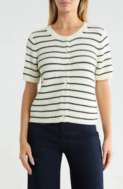 Splendid Devon Short Sleeve Cotton Cardigan In White