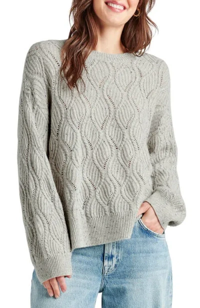 Splendid Diana Cable Cashmere Sweater In Heather Grey Marl