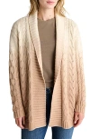 Splendid Dip Dye Cable Stitch Cardigan In Soleil Dip Dye