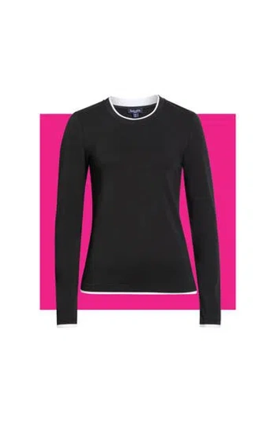 Splendid Double Layer Long Sleeve T-shirt In Black