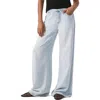 Splendid Elastic Waist Wide Leg Denim Pants In Bleached Indigo