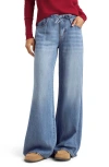 Splendid Elastic Waist Wide Leg Denim Pants In Indigo