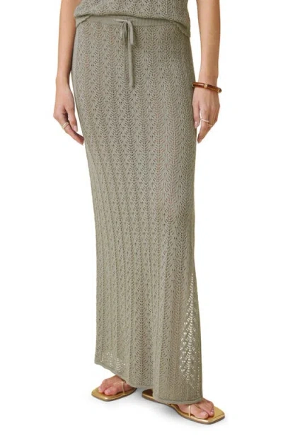 Splendid Eleni Pointelle Maxi Sweater Skirt In Green