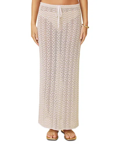 Splendid Eleni Stripe Pointelle Sweater Skirt In Neutral