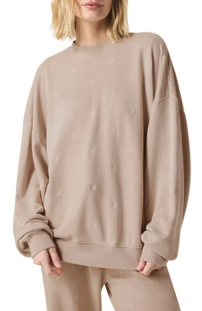 Splendid Elise Embroidered Oversize Sweatshirt In Fawn Floral
