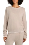 Splendid Elizabeth Heart Detail Cotton Blend Sweater In Toast Heather/snow Heather
