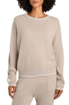 Splendid Elizabeth Heart Detail Cotton Blend Sweater In Toast Heather/snow Heather