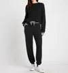 Splendid Elizabeth Sweater Jogger In Black/snow Heather In Multi