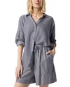 Splendid Ella Stripe Button-up Shirt In Navy Stripe