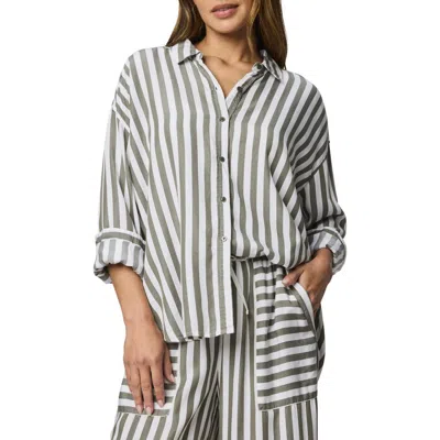 Splendid Ella Stripe Button-up Shirt In Green