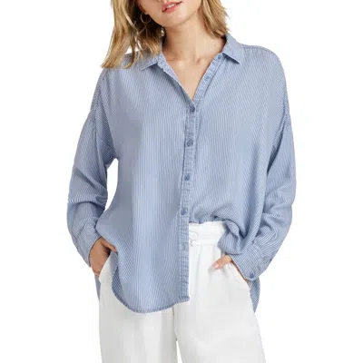 Splendid Ella Stripe Button-up Shirt In Ice Navy Stripe
