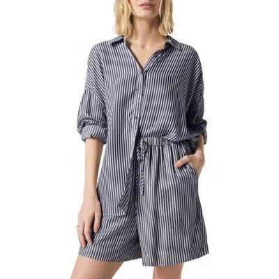 Splendid Ella Stripe Button-up Shirt In Navy Stripe