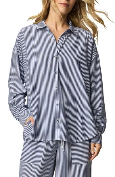 Splendid Ella Stripe Button-up Shirt In Transparent