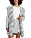 Splendid Elliott Plaid Reversible Hooded Wool Blend Coat In Grey Glen Check