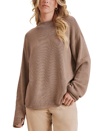 Splendid Elsie Roll Neck Sweater In Taupe Grey