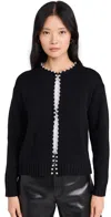 Splendid Emmy Imitation Pearl Caridgan In Black
