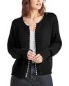 Splendid Emmy Imitation Pearl Caridgan In Black
