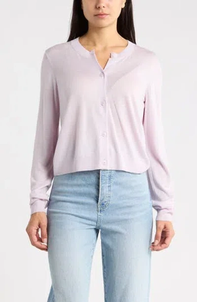 Splendid Erica Crewneck Button Front Cardigan In Purple