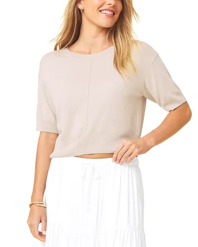 Splendid Erica Short Sleeve Crewneck Sweater In White
