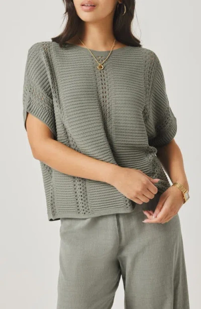 Splendid Everest Pointelle Stitch Sweater In Green