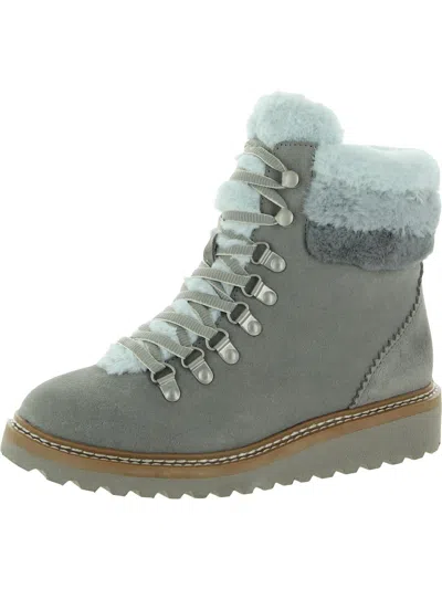 Splendid Evita Womens Suede Faux Fur Hiking Boots In White