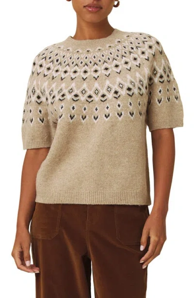 Splendid Fair Isle Short Sleeve Sweater In Multi