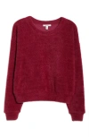 Splendid Fallon Fuzzy Crewneck Sweater In Burgundy
