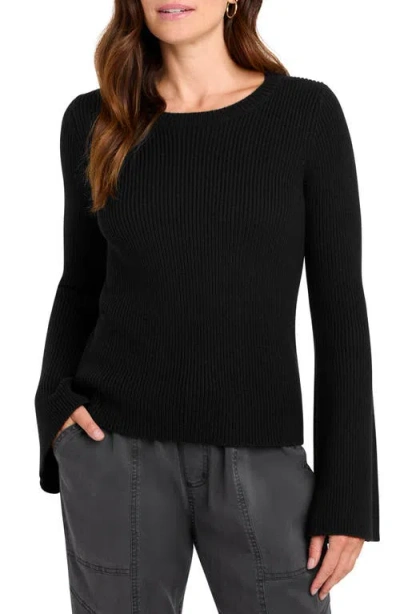 Splendid Farah Rib Crewneck Sweater In Black
