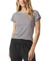 Splendid Faye Crewneck Stripe Tee In Black