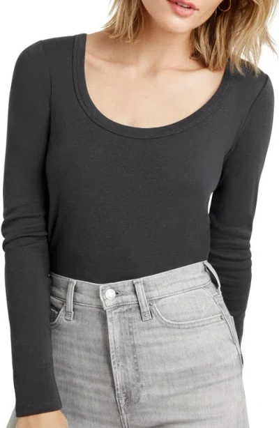 Splendid Faye Scoop Neck Long Sleeve T-shirt In Lead