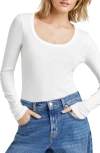 Splendid Faye Scoop Neck Long Sleeve T-shirt In White