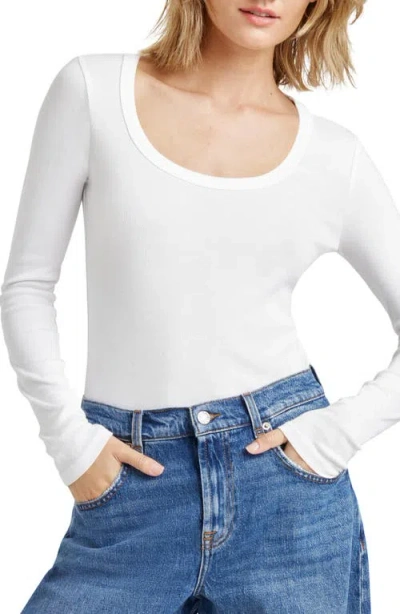 Splendid Faye Scoop Neck Long Sleeve T-shirt In White