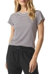 Splendid Faye Crewneck Stripe Tee In Lead/moonstone