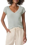 Splendid Faye Stripe V-neck T-shirt In Soft Vob Stripe