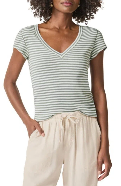 Splendid Faye Stripe V-neck T-shirt In Soft Vob Stripe