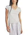 Splendid V-neck Cotton Blend T-shirt In Heather Gray