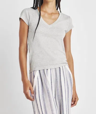 Splendid Faye V-neck Tee In Heather Grey In White