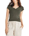 Splendid Faye V Neck Tee In Olive