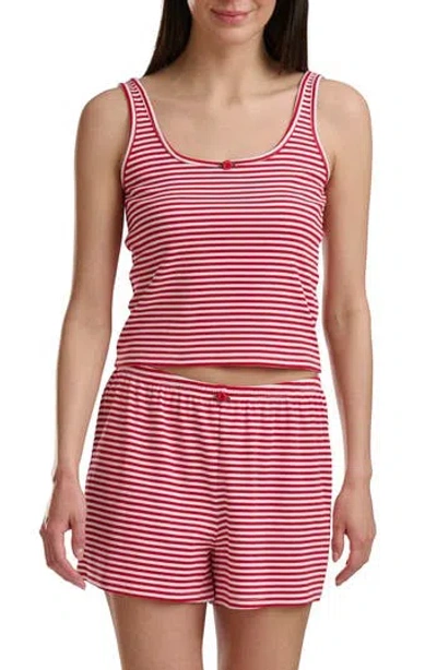 Splendid Feeder Striped Tank And Boxer Pajamas In Feeder Stripe Tango Red
