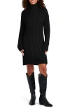 Splendid Felicity Turtleneck Long Sleeve Mini Sweater Dress In Black