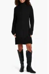 Splendid Felicity Turtleneck Long Sleeve Mini Sweater Dress In Black