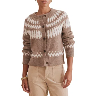 Splendid Fina Fair Isle Cardigan In Brown