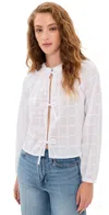 Splendid Fleur Tie Front Blouse White In White