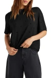 Splendid Flocked Hearts Cotton Blend T-shirt In Black