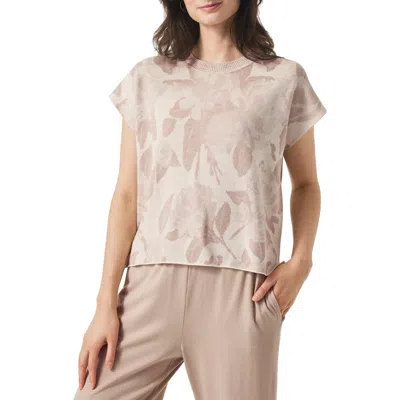 Splendid Flora Floral Jacquard Short Sleeve Sweater In Natural Multi Floral
