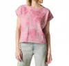 Splendid Flora Floral Jacquard Short Sleeve Sweater In Pink