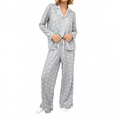 Splendid Flora Pillowsoft Sleep Set In Dotted Bows In Gray