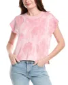 Splendid Flora Floral Jacquard Short Sleeve Sweater In Pink
