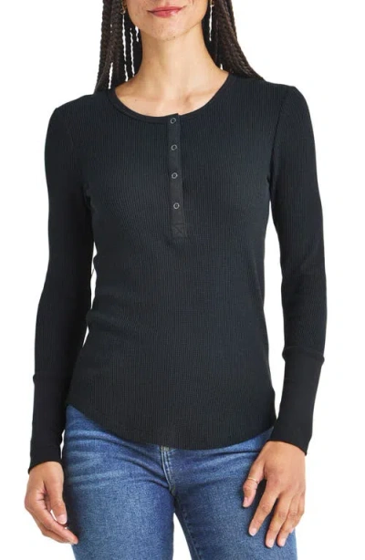 Splendid Forever Thermal Knit Henley In Blue